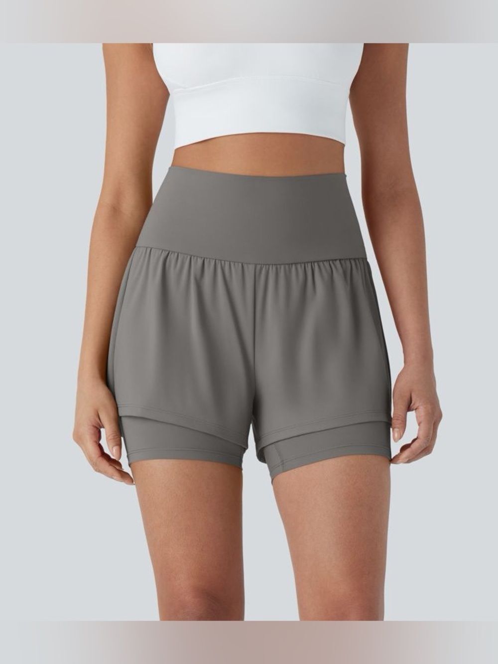 NWT Halara SoftlyZero Airy Super High Waisted 2-in-1 Yoga Shorts 5” Long M